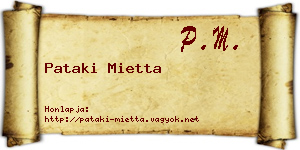Pataki Mietta névjegykártya